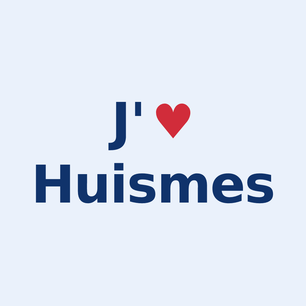 Sticker personnalisé Huismes — design « J'aime Huismes » imprimé sur le sticker