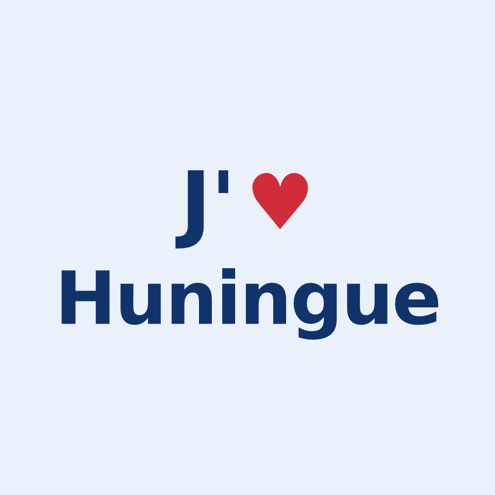 Sticker personnalisé Huningue — design « J'aime Huningue » imprimé sur le sticker