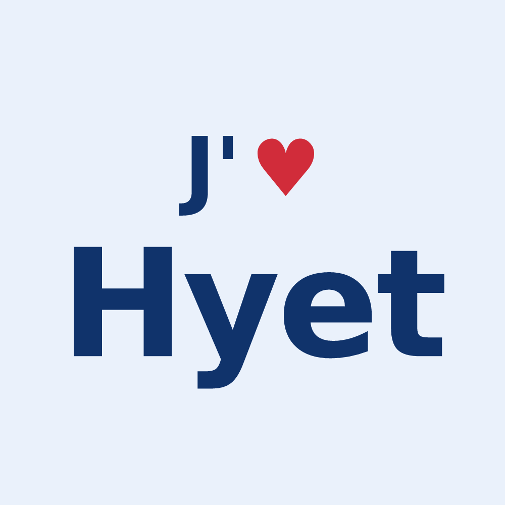 Sticker personnalisé Hyet — design « J'aime Hyet » imprimé sur le sticker