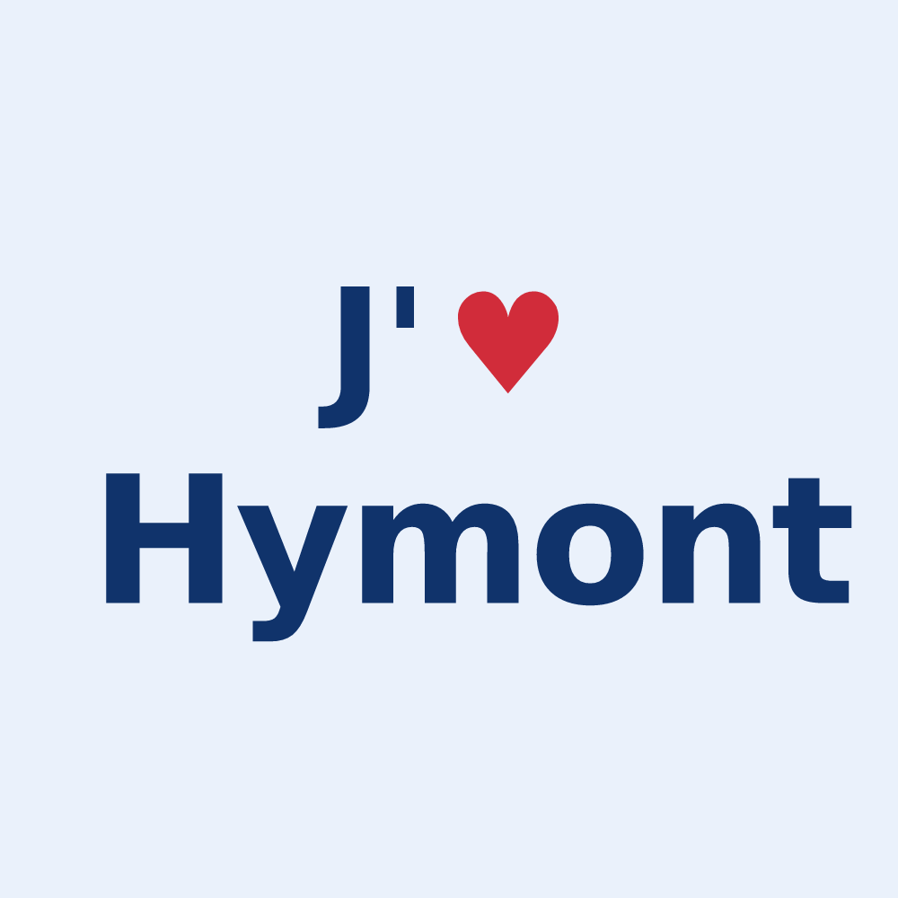 Sticker personnalisé Hymont — design J'aime Hymont