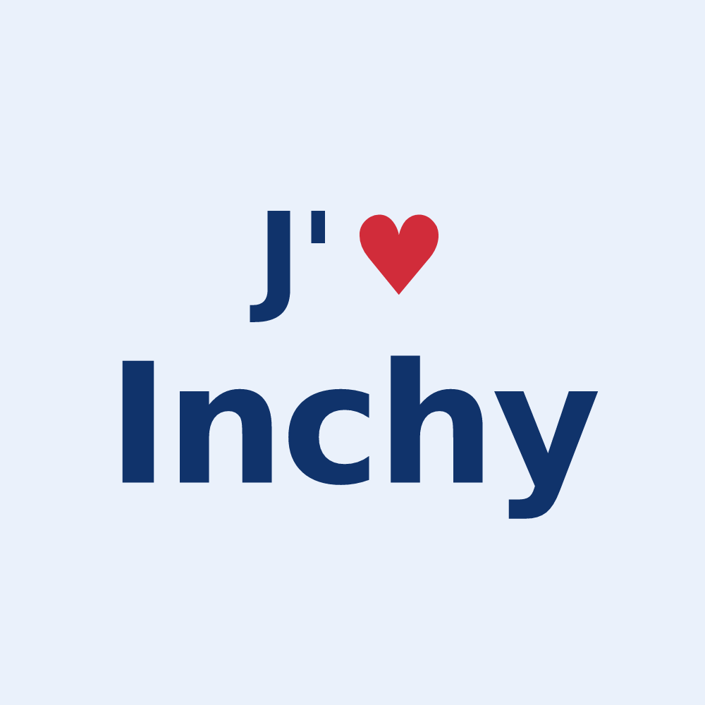 Sticker personnalisé Inchy — design « J'aime Inchy » imprimé sur le sticker