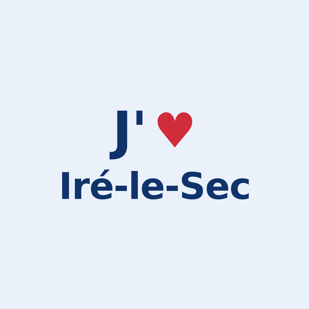 Sticker personnalisé Iré-le-Sec — design J'aime Iré-le-Sec