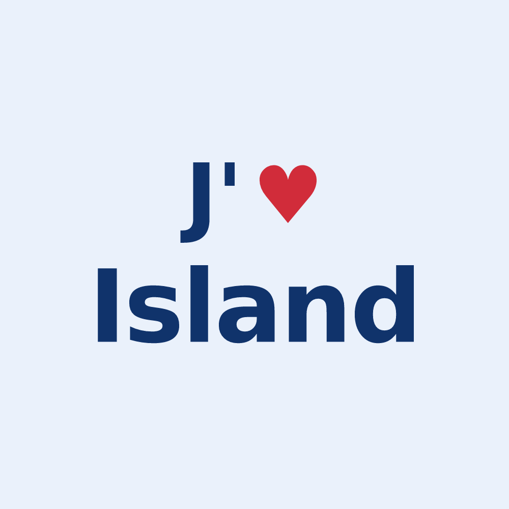 Sticker personnalisé Island — design « J'aime Island » imprimé sur le sticker