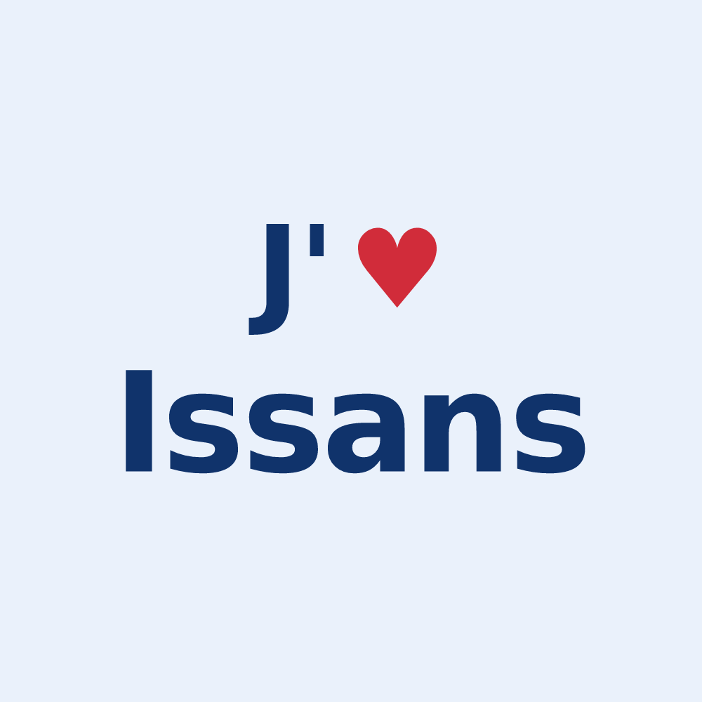 Sticker personnalisé Issans — design J'aime Issans