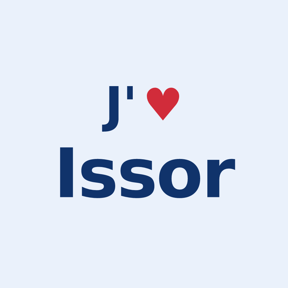 Sticker personnalisé Issor — design « J'aime Issor » imprimé sur le sticker