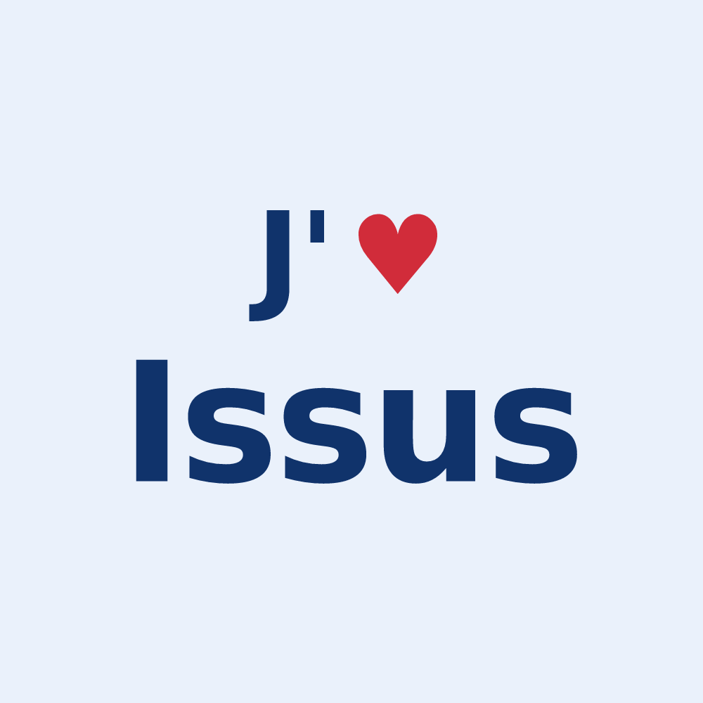 Sticker personnalisé Issus — design « J'aime Issus » imprimé sur le sticker