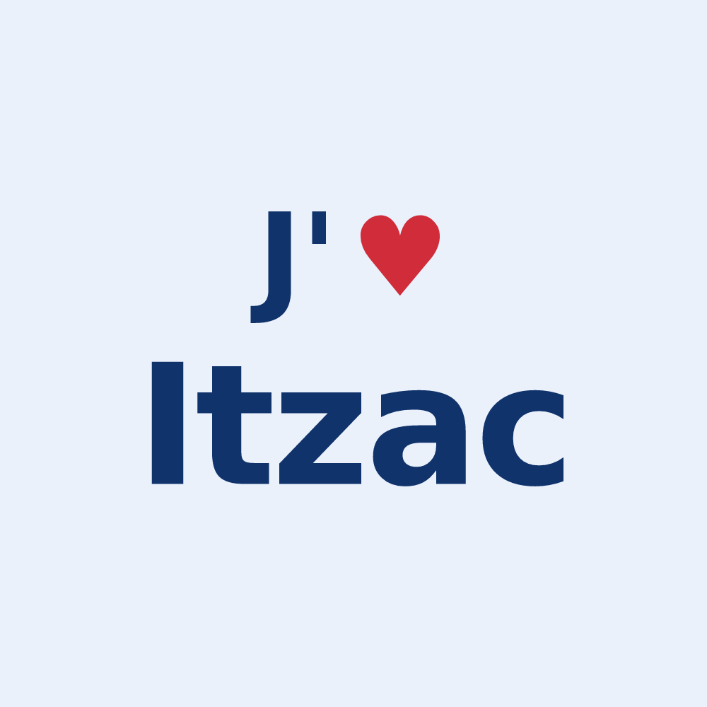 Sticker personnalisé Itzac — design J'aime Itzac