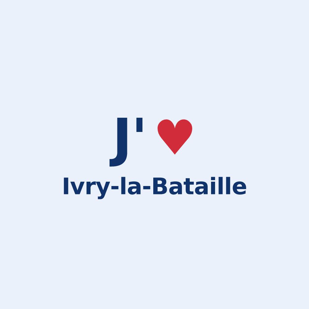 Sticker personnalisé Ivry-la-Bataille — design « J'aime Ivry-la-Bataille » imprimé sur le sticker
