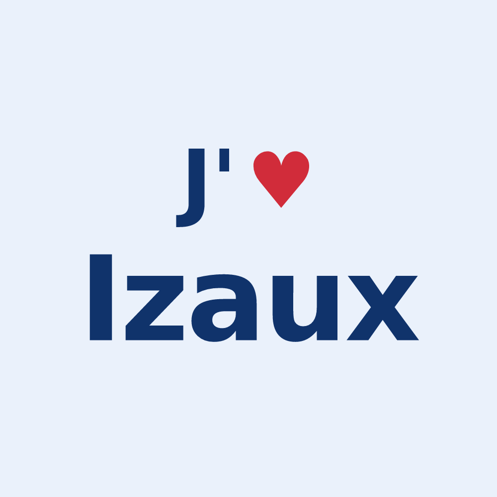 Sticker personnalisé Izaux — design « J'aime Izaux » imprimé sur le sticker