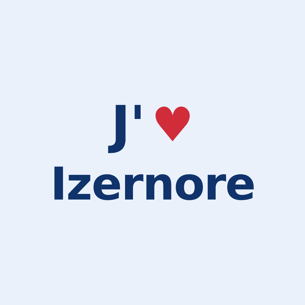Sticker personnalisé Izernore — design J'aime Izernore
