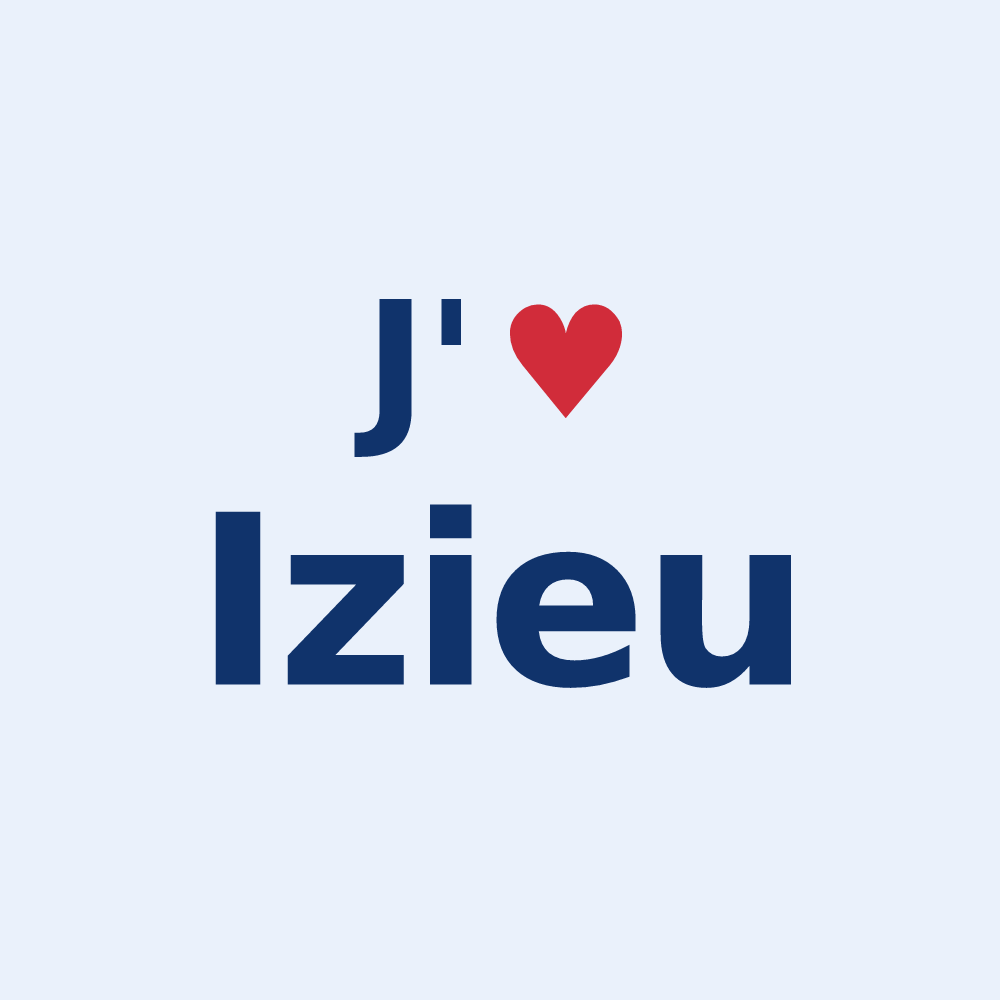 Sticker personnalisé Izieu — design « J'aime Izieu » imprimé sur le sticker