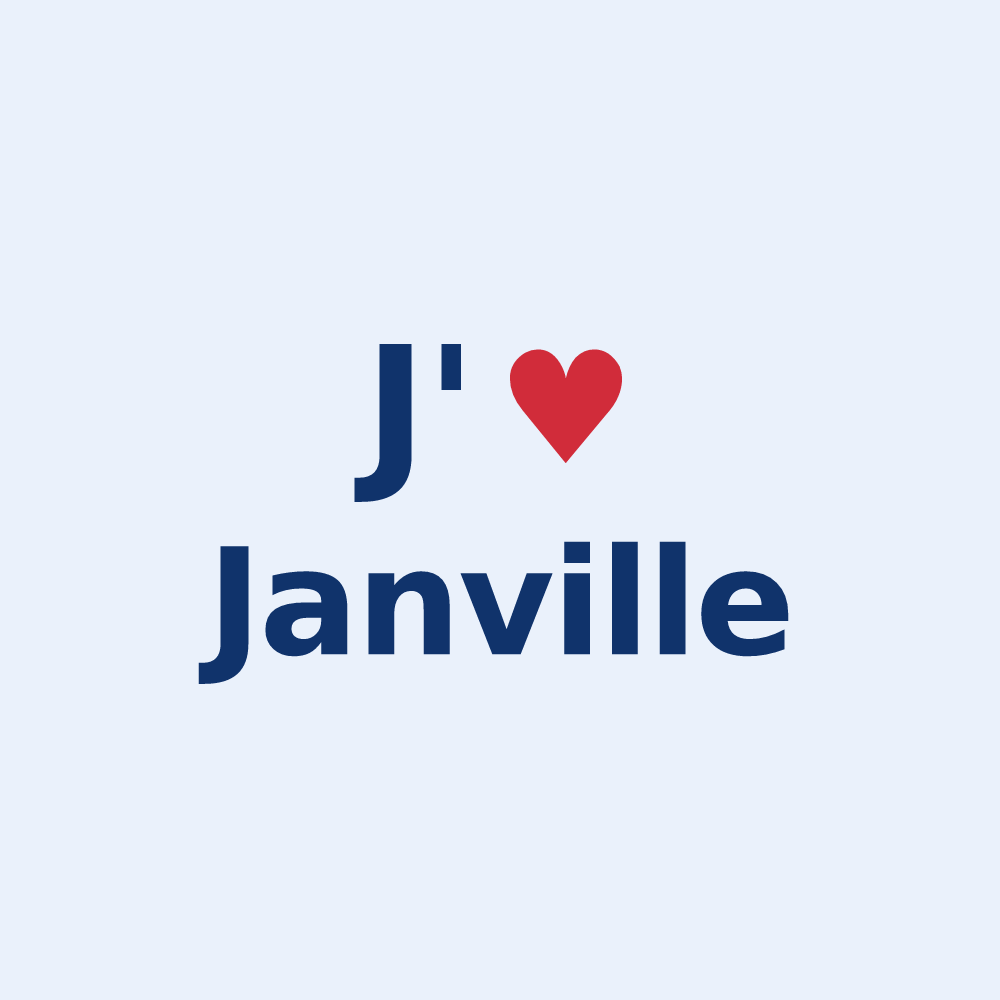 Sticker personnalisé Janville — design « J'aime Janville » imprimé sur le sticker