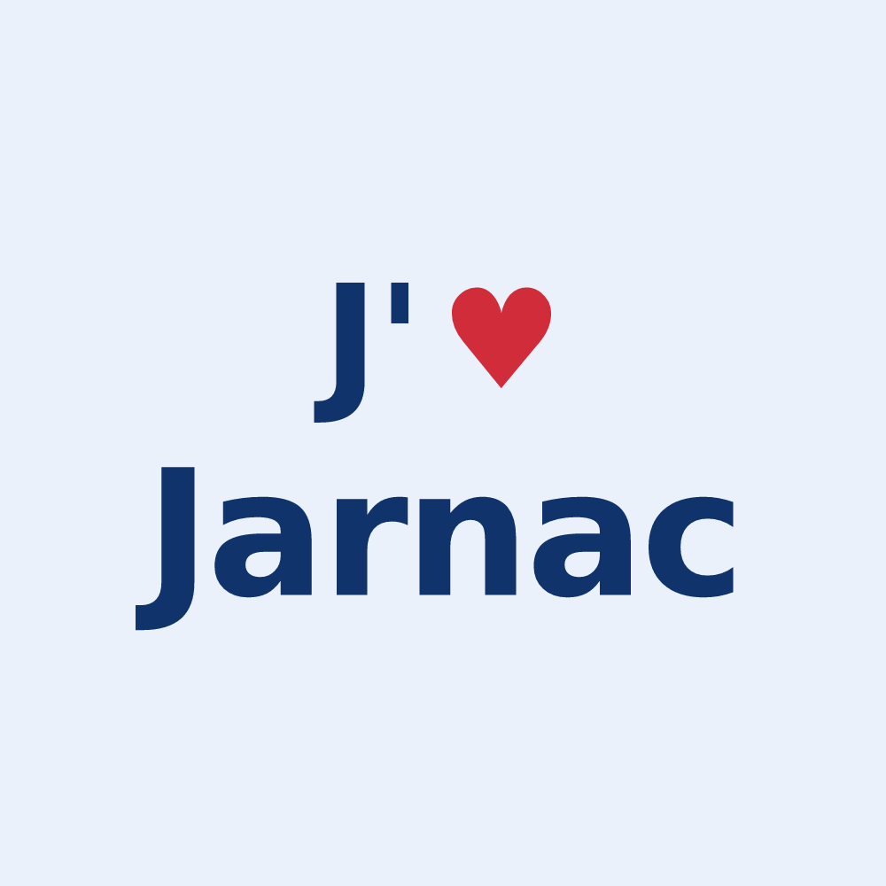 Sticker personnalisé Jarnac — design « J'aime Jarnac » imprimé sur le sticker