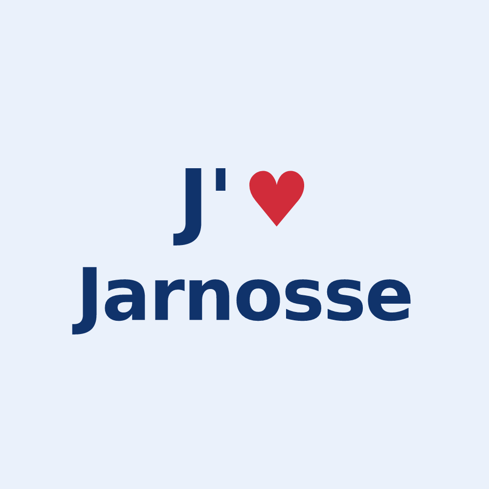 Sticker personnalisé Jarnosse — design « J'aime Jarnosse » imprimé sur le sticker