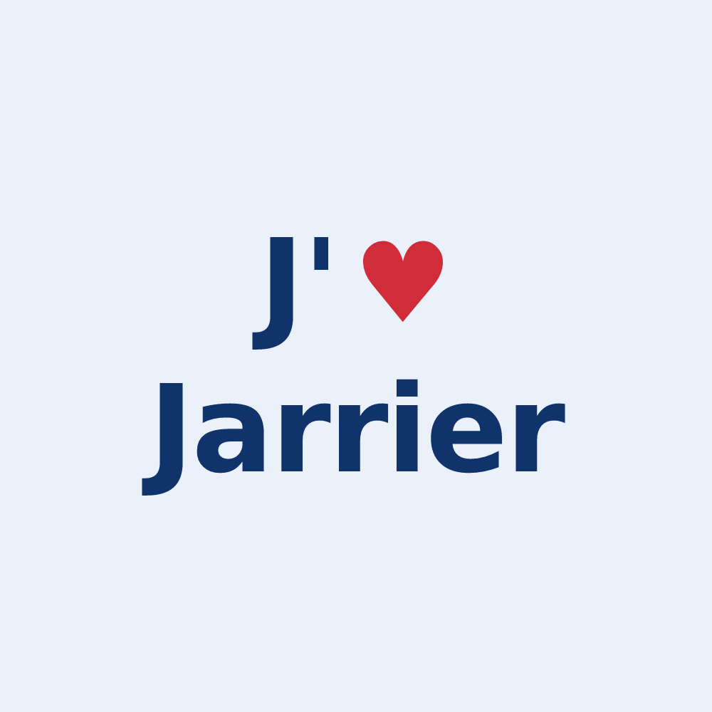Sticker personnalisé Jarrier — design « J'aime Jarrier » imprimé sur le sticker