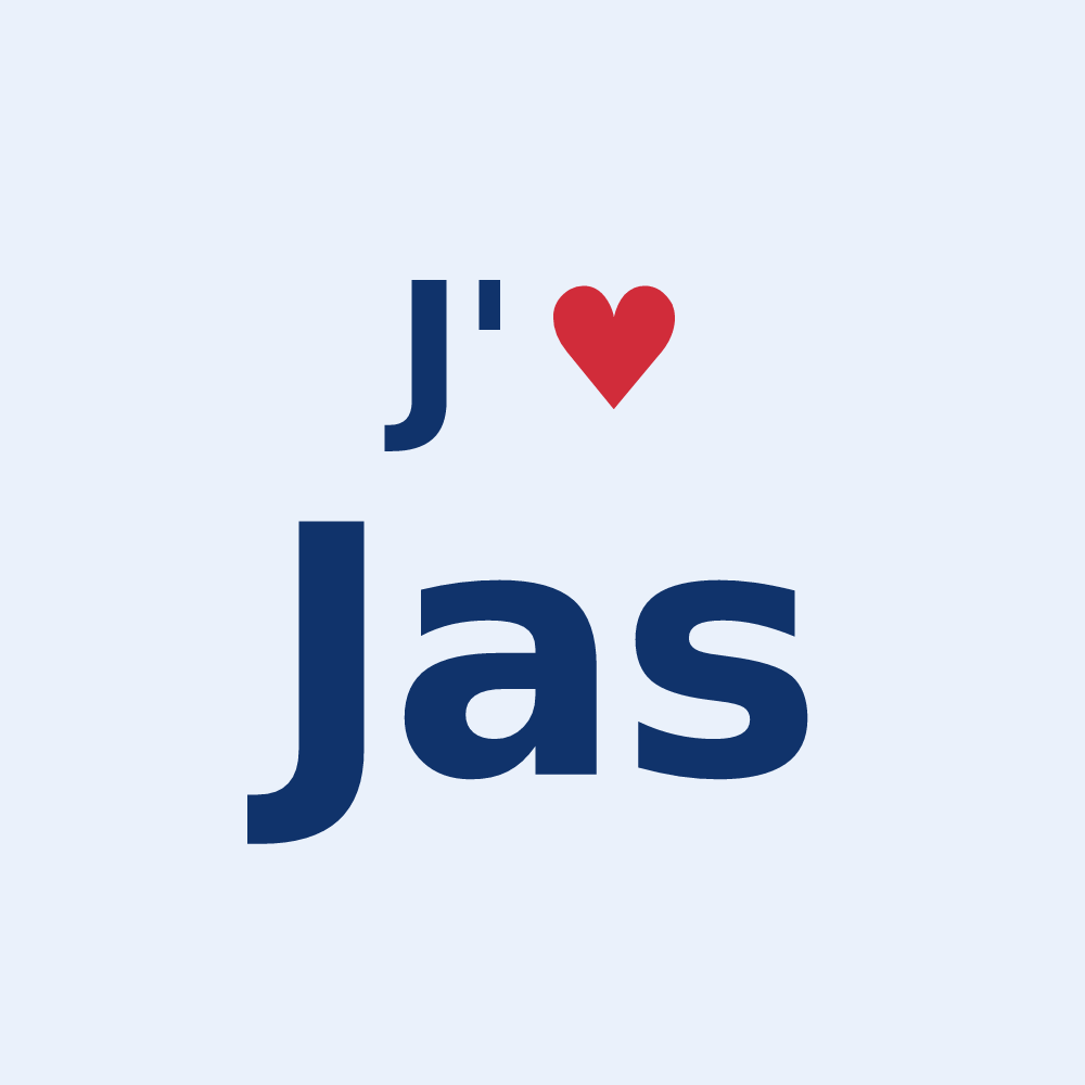 Sticker personnalisé Jas — design « J'aime Jas » imprimé sur le sticker