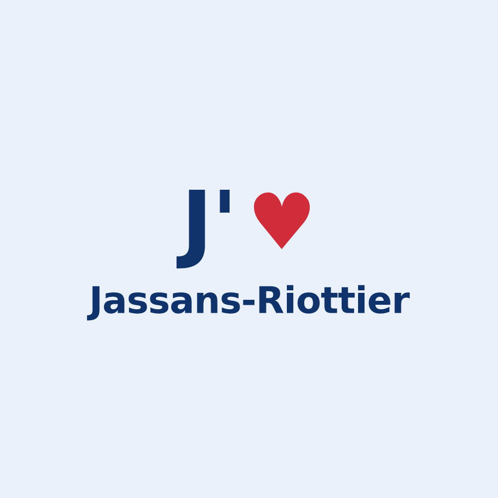 Sticker personnalisé Jassans-Riottier — design « J'aime Jassans-Riottier » imprimé sur le sticker