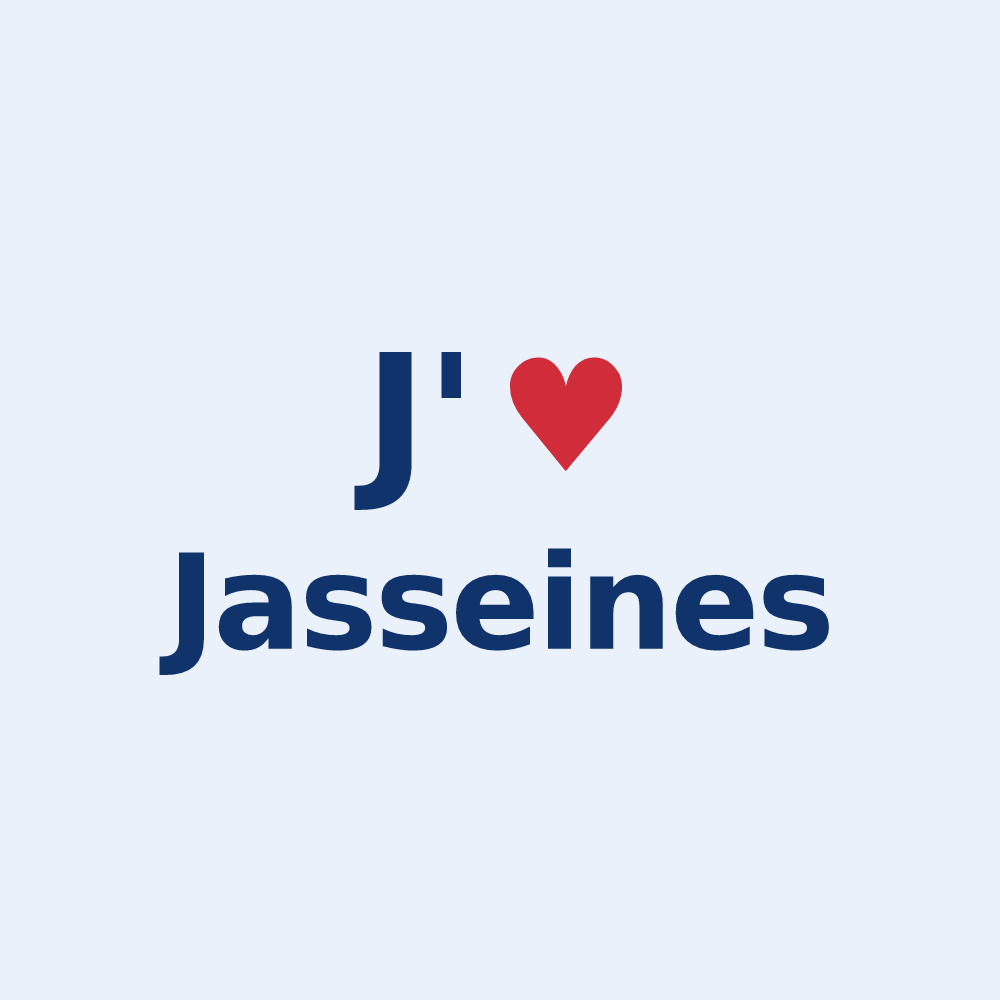 Sticker personnalisé Jasseines — design « J'aime Jasseines » imprimé sur le sticker