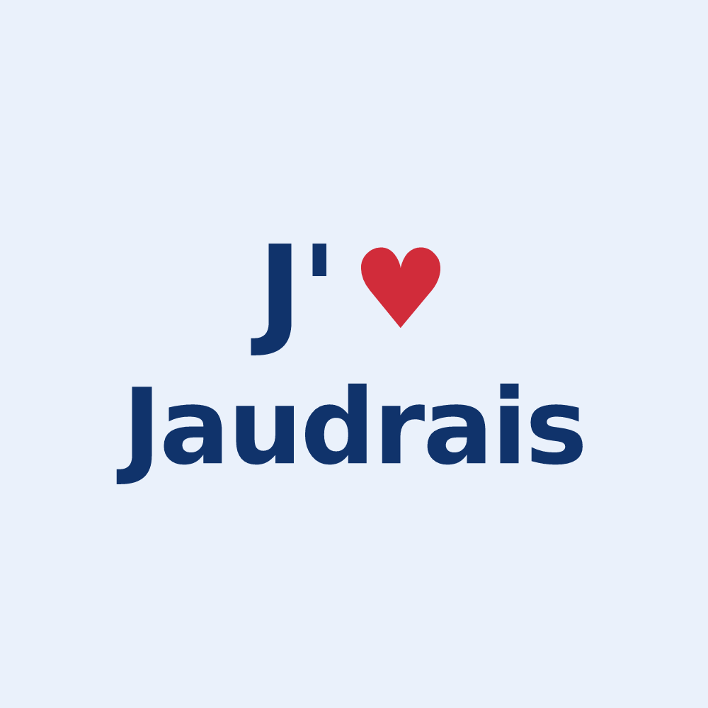 Sticker personnalisé Jaudrais — design « J'aime Jaudrais » imprimé sur le sticker
