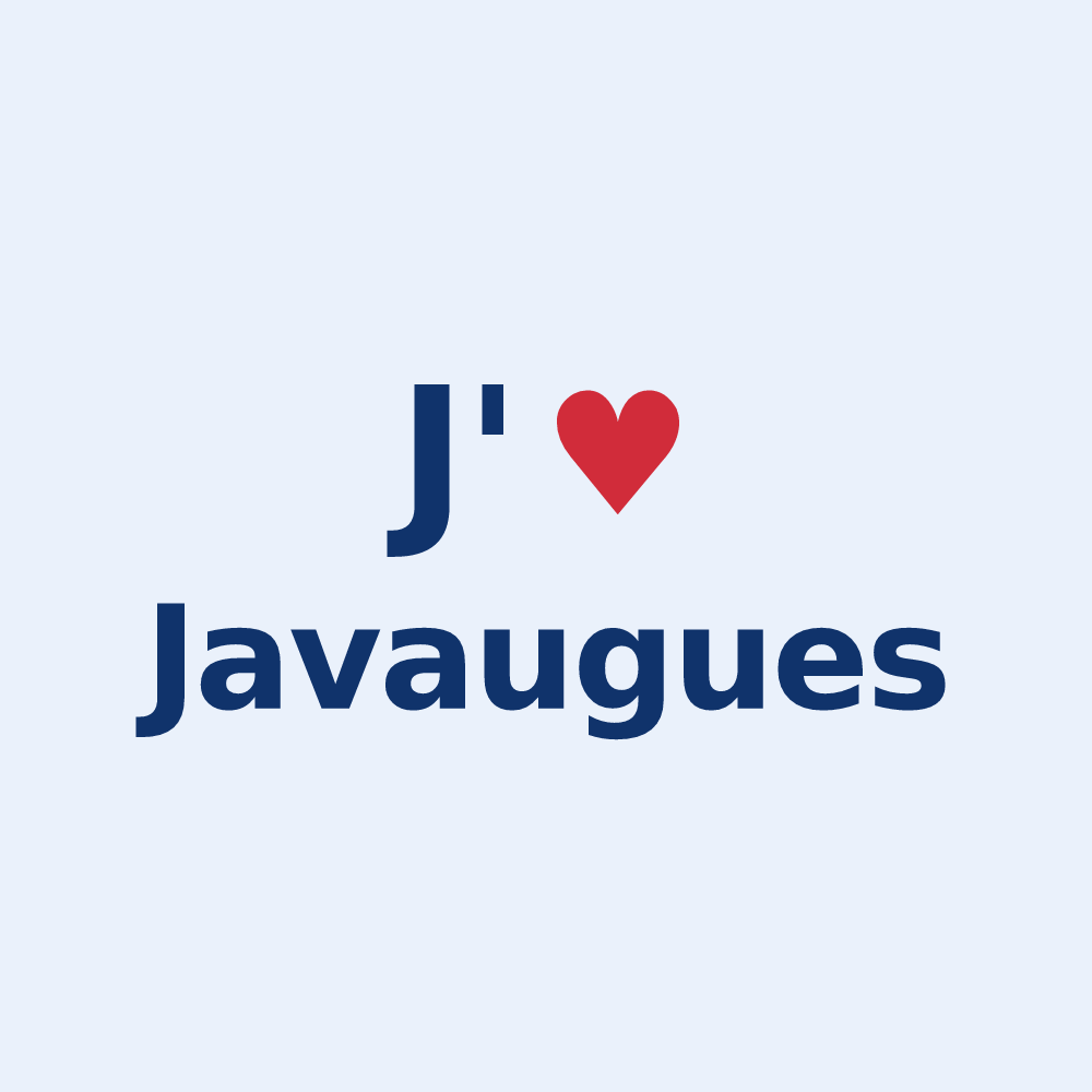 Sticker personnalisé Javaugues — design J'aime Javaugues