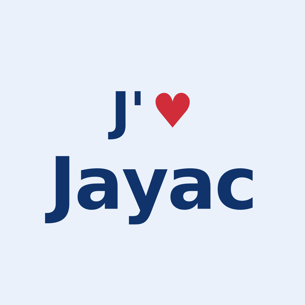 Sticker personnalisé Jayac — design « J'aime Jayac » imprimé sur le sticker