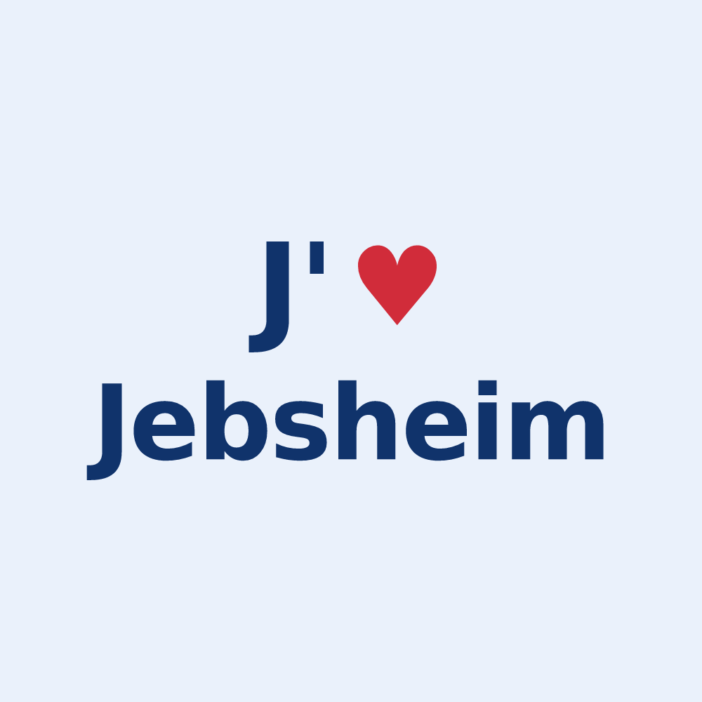 Sticker personnalisé Jebsheim — design « J'aime Jebsheim » imprimé sur le sticker