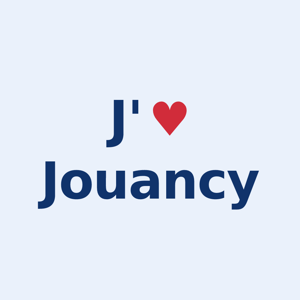 Sticker personnalisé Jouancy — design « J'aime Jouancy » imprimé sur le sticker