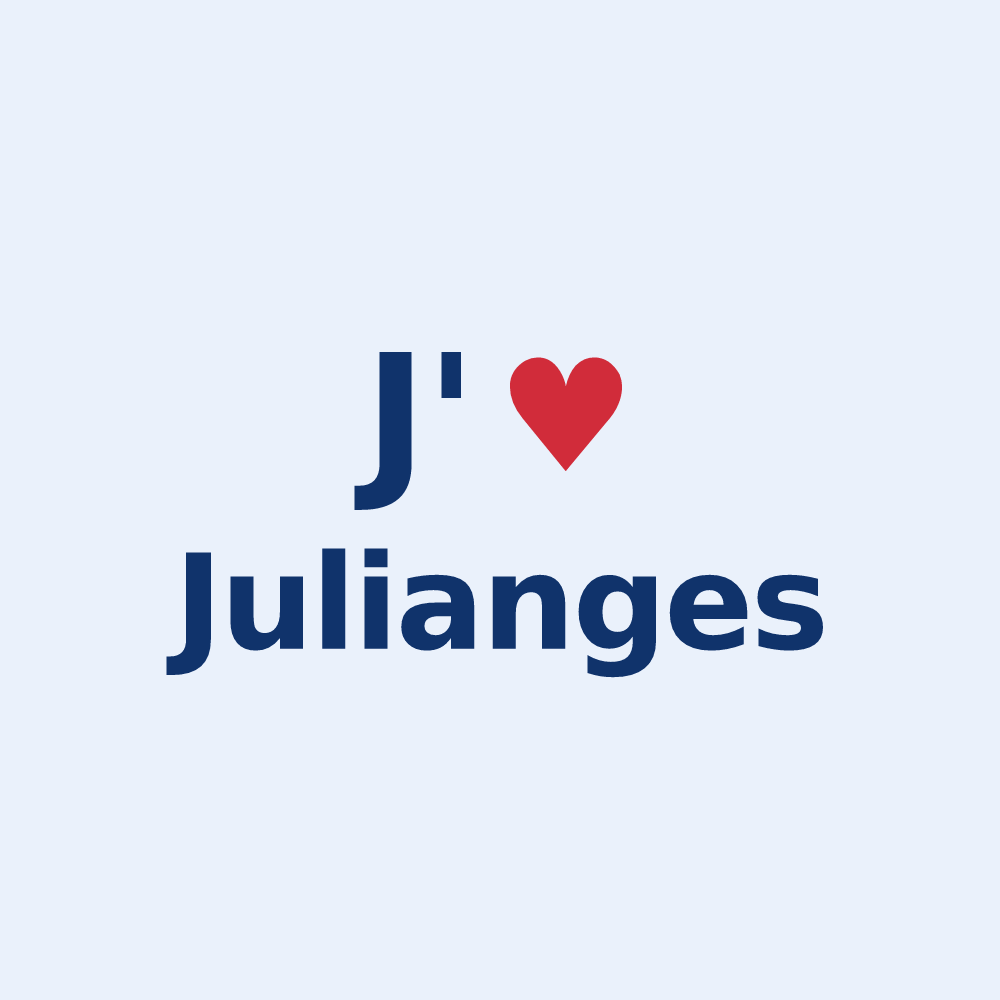 Sticker personnalisé Julianges — design « J'aime Julianges » imprimé sur le sticker
