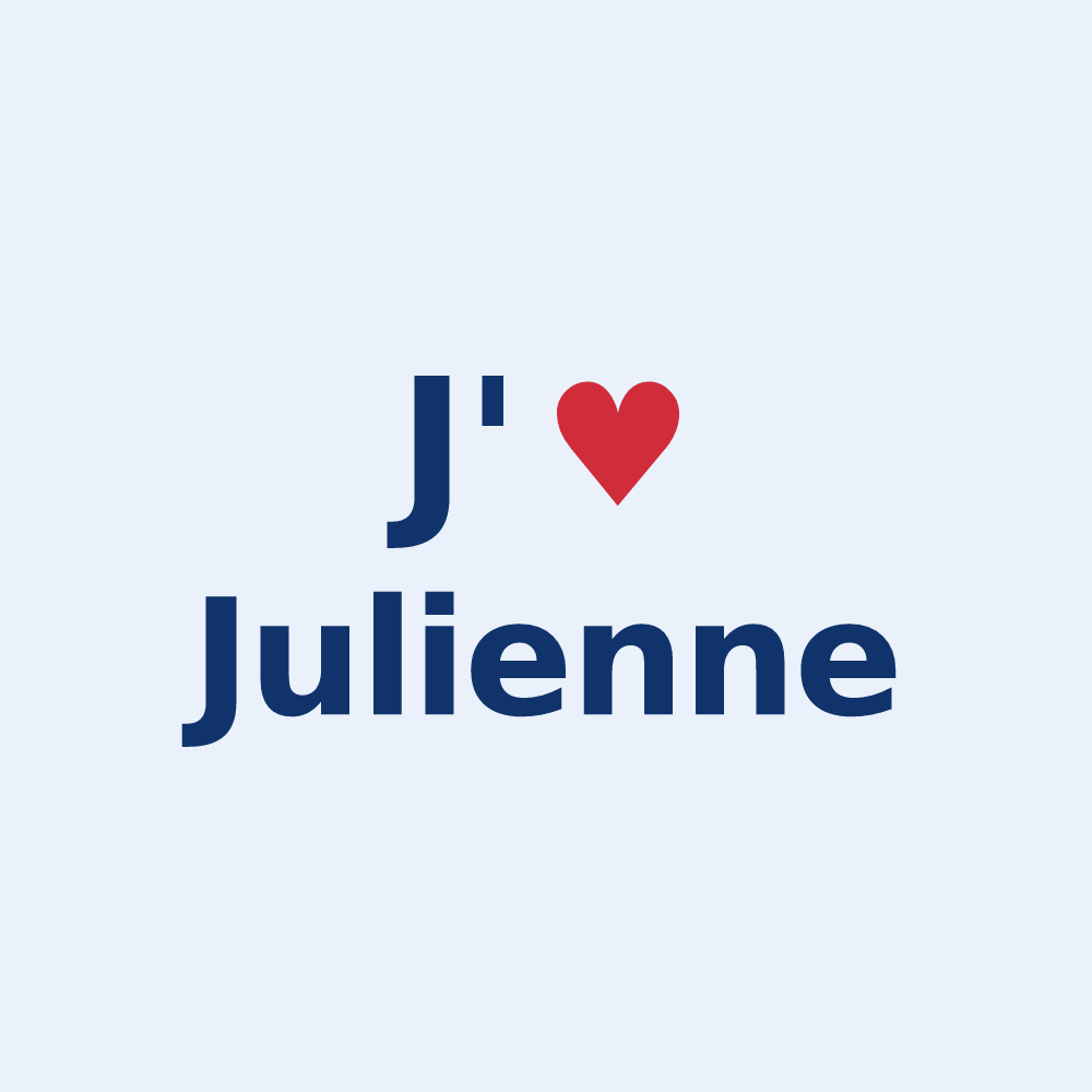 Sticker personnalisé Julienne — design « J'aime Julienne » imprimé sur le sticker