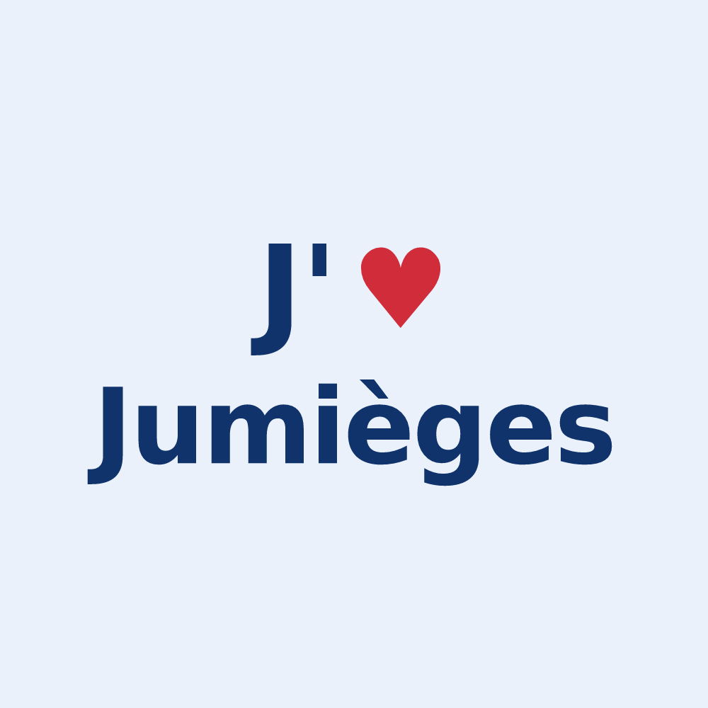 Sticker personnalisé Jumièges — design « J'aime Jumièges » imprimé sur le sticker