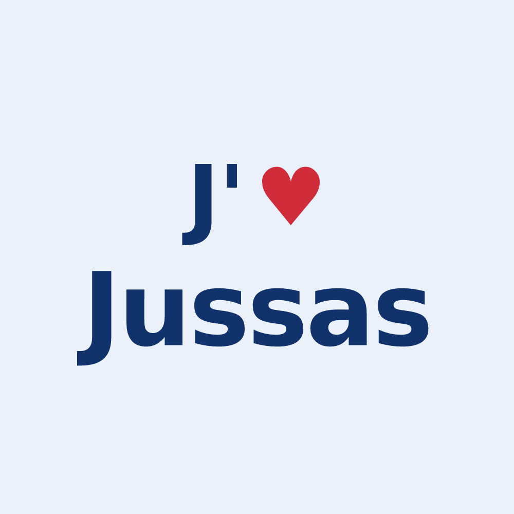 Sticker personnalisé Jussas — design J'aime Jussas