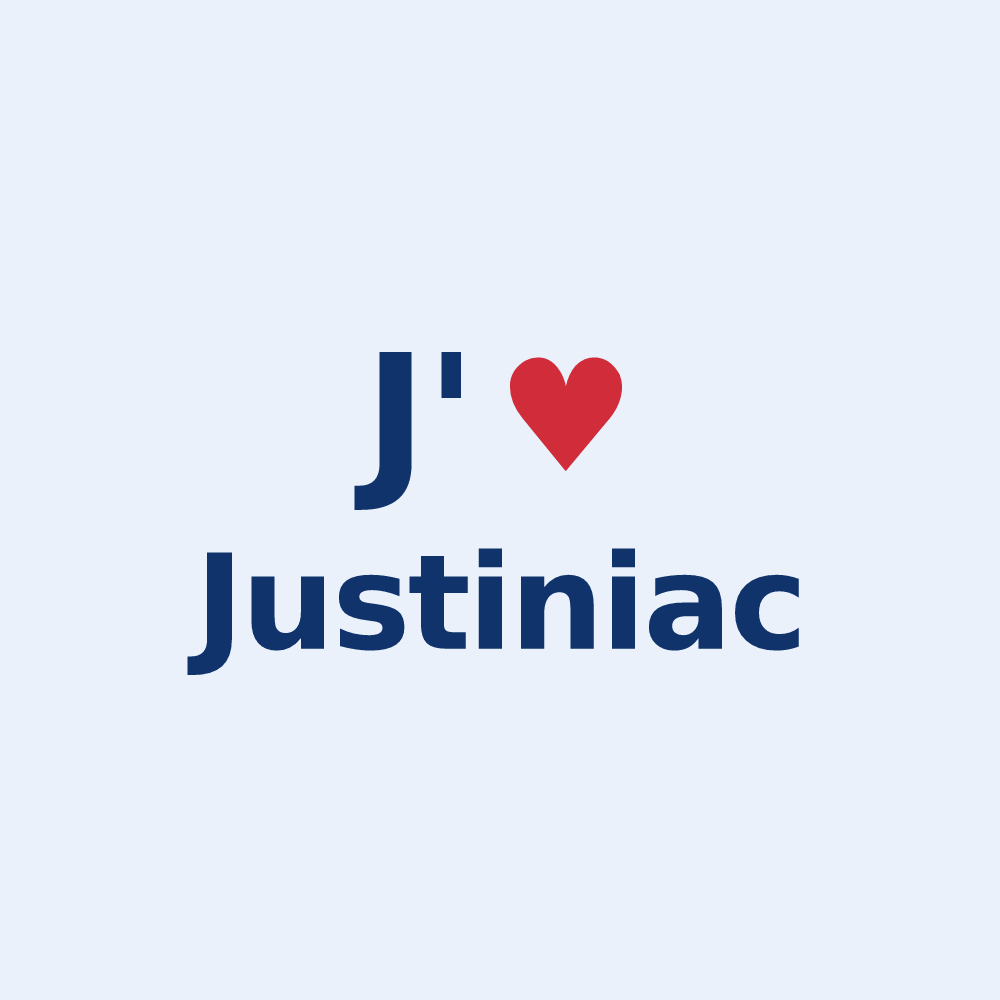 Sticker personnalisé Justiniac — design J'aime Justiniac