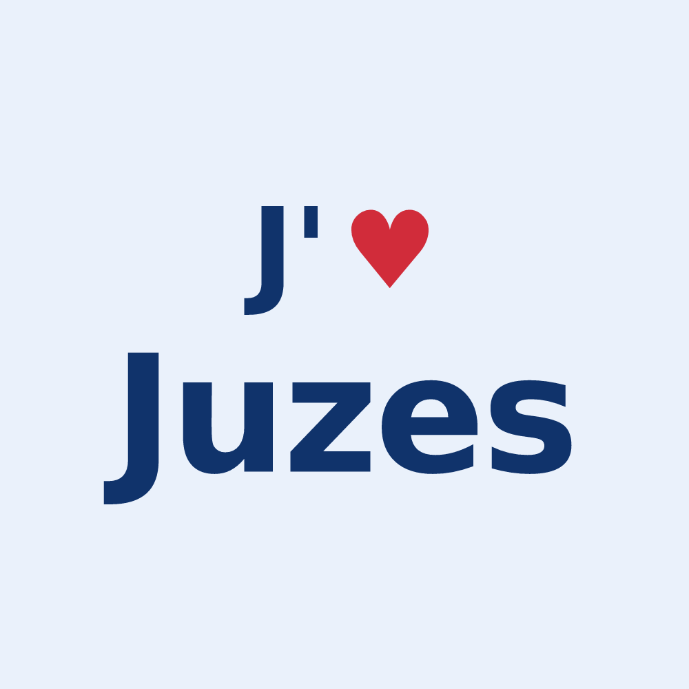 Sticker personnalisé Juzes — design « J'aime Juzes » imprimé sur le sticker