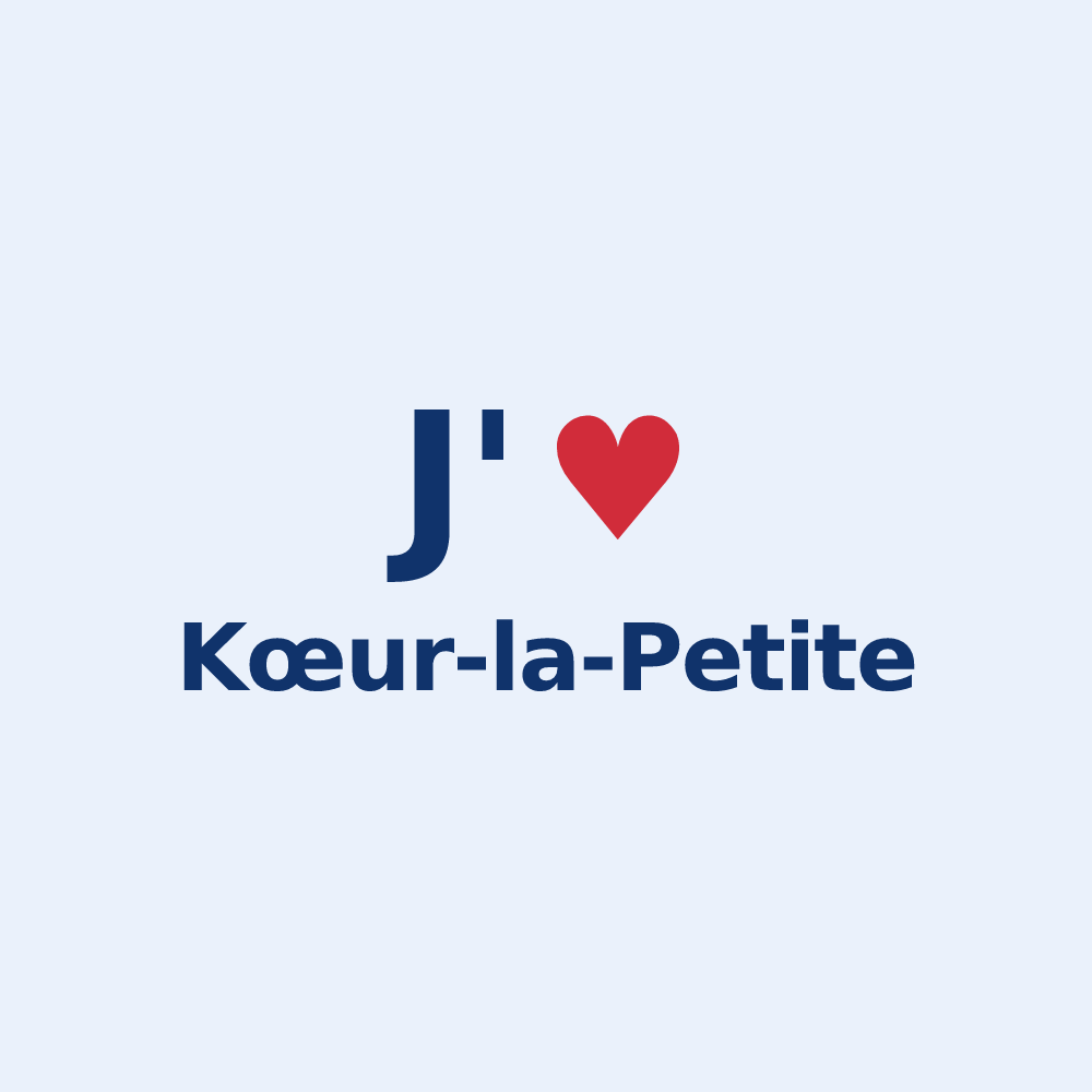 Sticker personnalisé Kœur-la-Petite — design « J'aime Kœur-la-Petite » imprimé sur le sticker