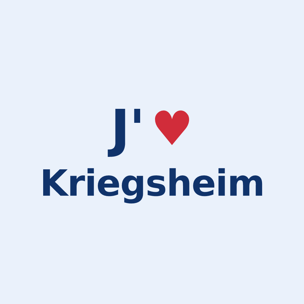 Sticker personnalisé Kriegsheim — design « J'aime Kriegsheim » imprimé sur le sticker