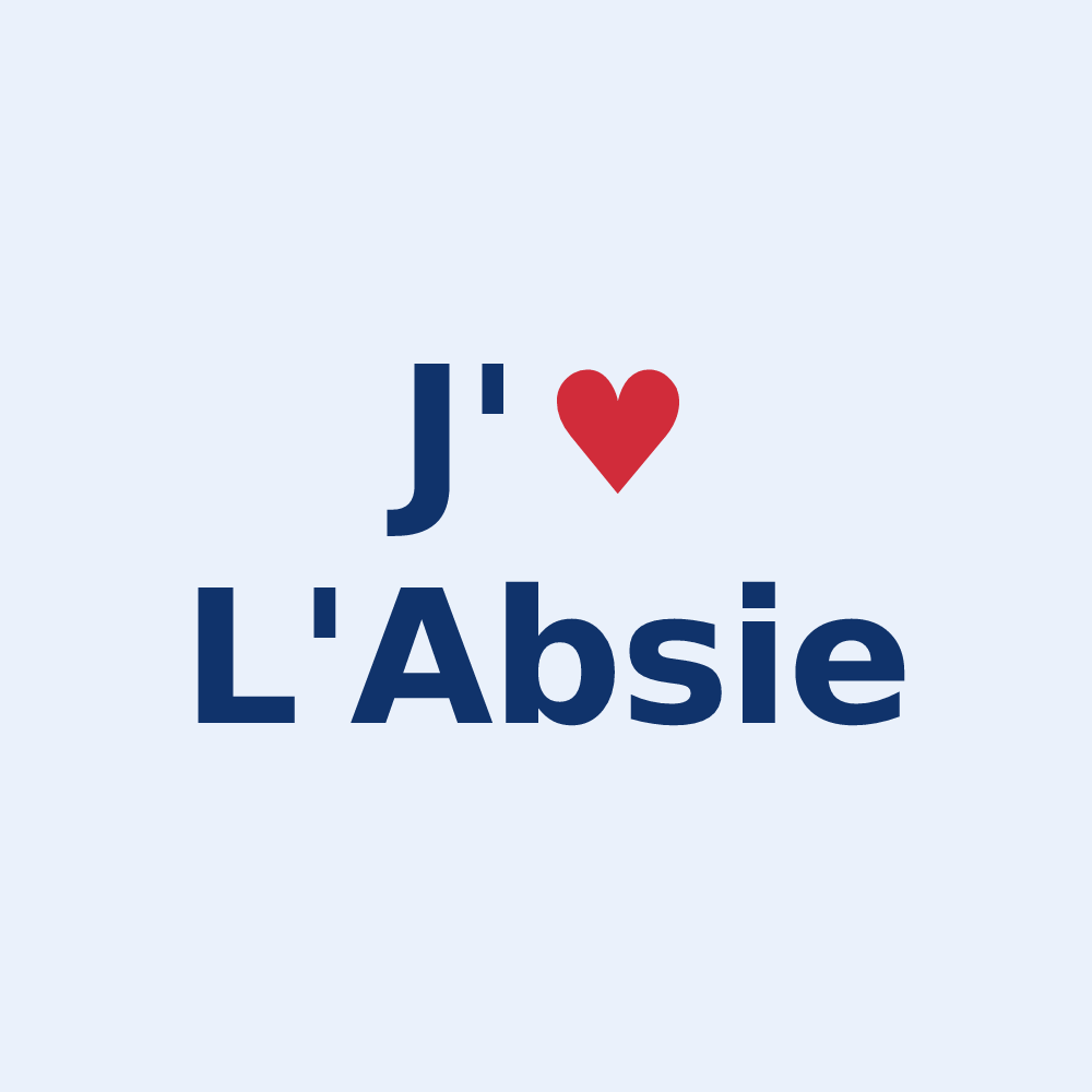 Sticker personnalisé L'Absie — design « J'aime L'Absie » imprimé sur le sticker