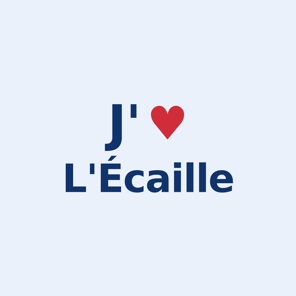 Sticker personnalisé L'Écaille — design « J'aime L'Écaille » imprimé sur le sticker