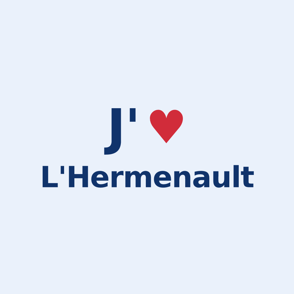 Sticker personnalisé L'Hermenault — design « J'aime L'Hermenault » imprimé sur le sticker