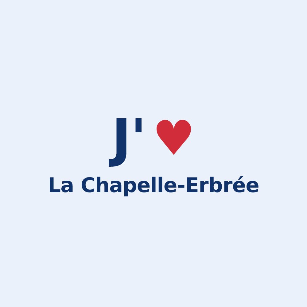 Sticker personnalisé La Chapelle-Erbrée — design « J'aime La Chapelle-Erbrée » imprimé sur le sticker
