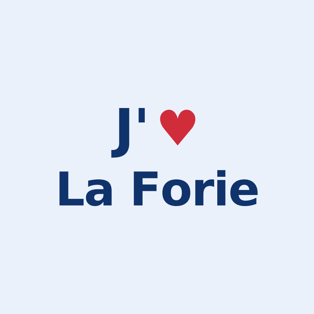 Sticker personnalisé La Forie — design « J'aime La Forie » imprimé sur le sticker