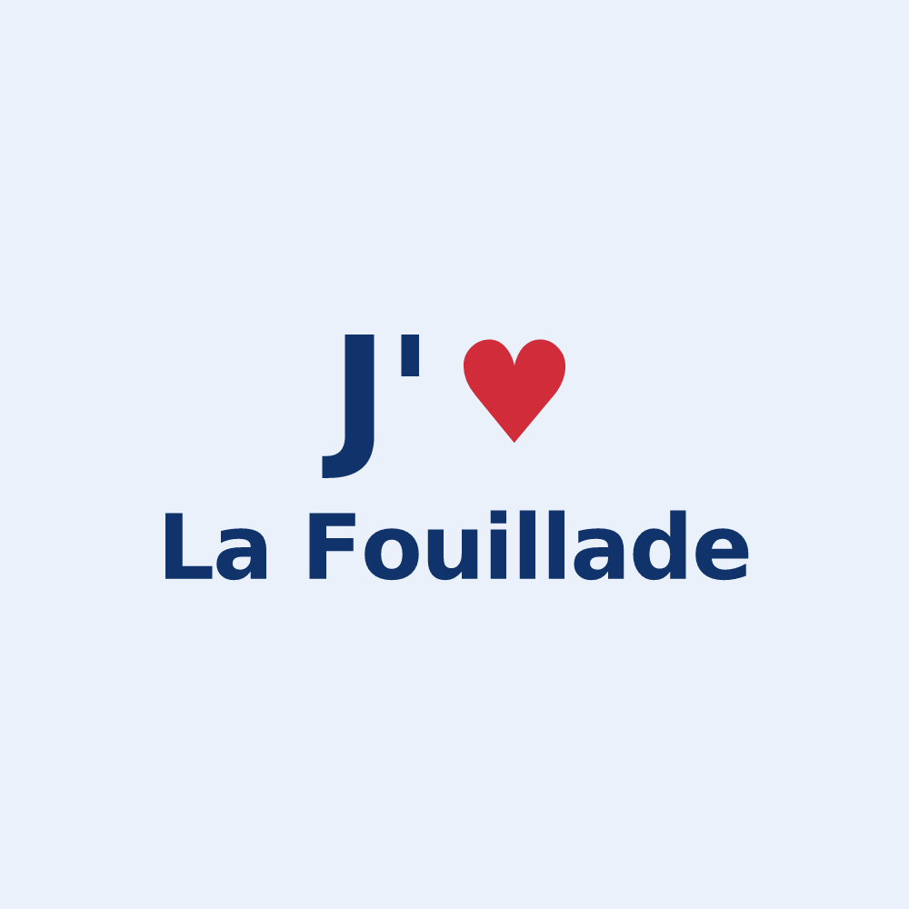 Sticker personnalisé La Fouillade — design « J'aime La Fouillade » imprimé sur le sticker