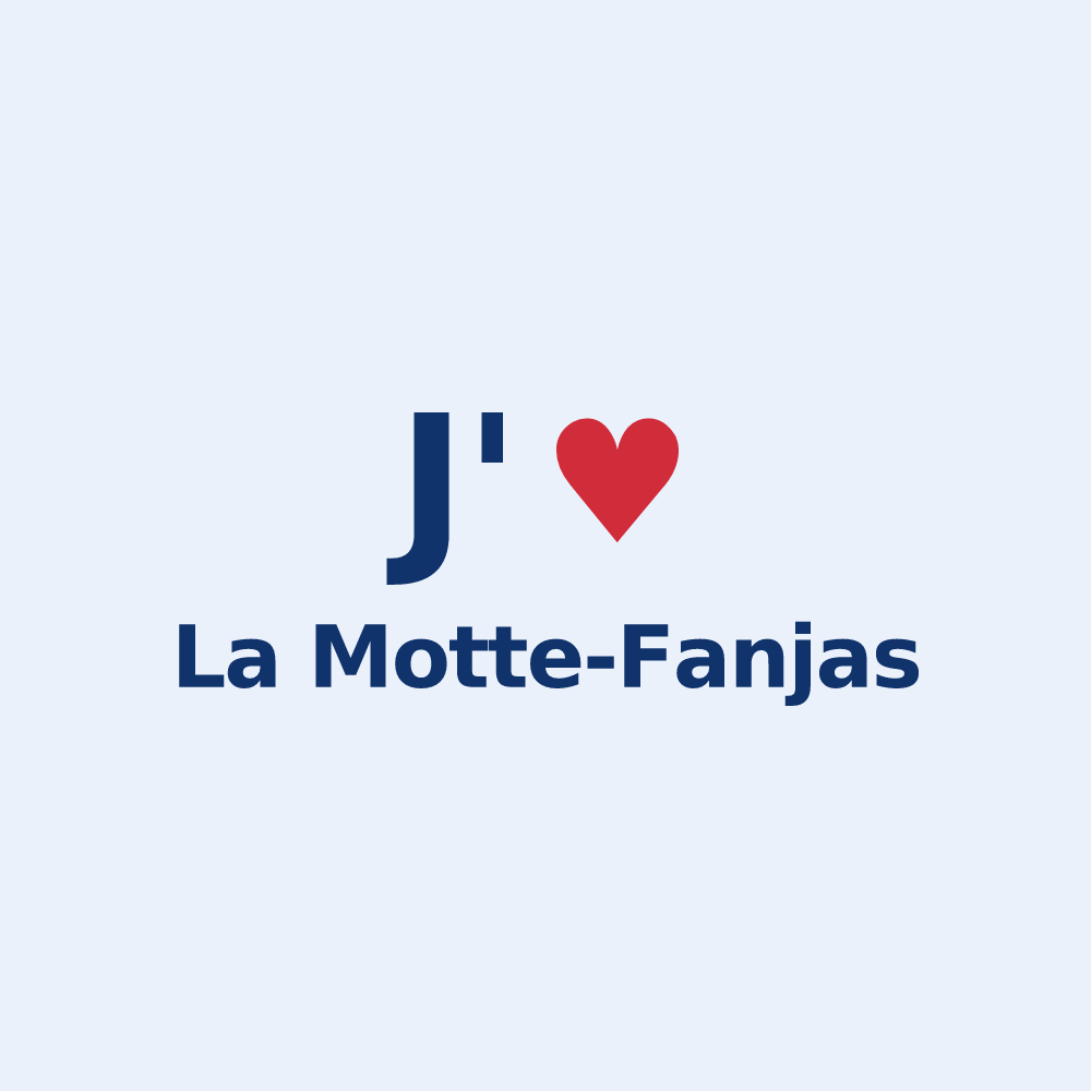 Sticker personnalisé La Motte-Fanjas — design « J'aime La Motte-Fanjas » imprimé sur le sticker