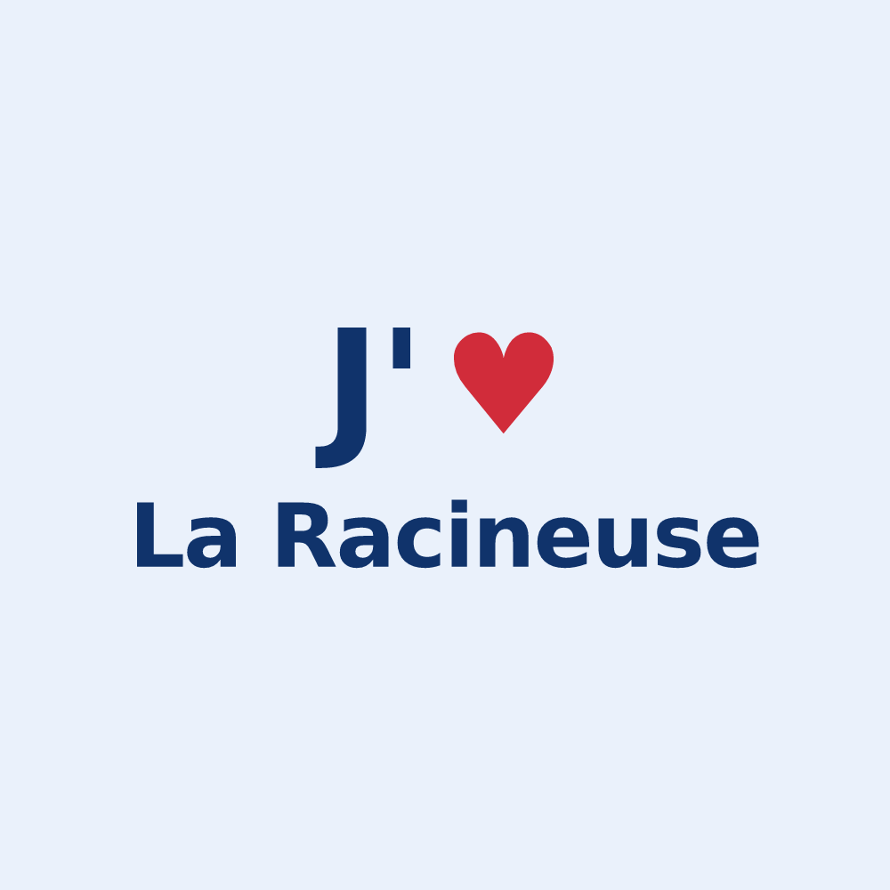 Sticker personnalisé La Racineuse — design J'aime La Racineuse