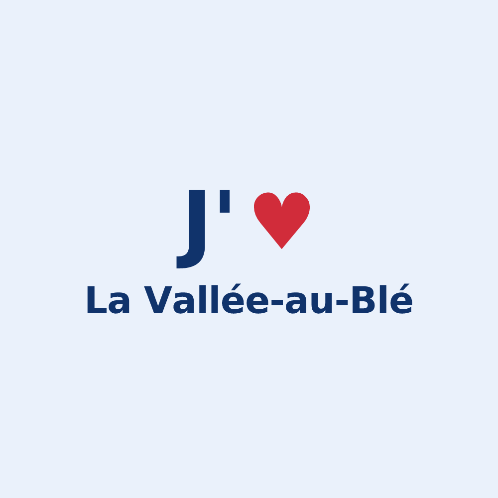 Sticker personnalisé La Vallée-au-Blé — design « J'aime La Vallée-au-Blé » imprimé sur le sticker