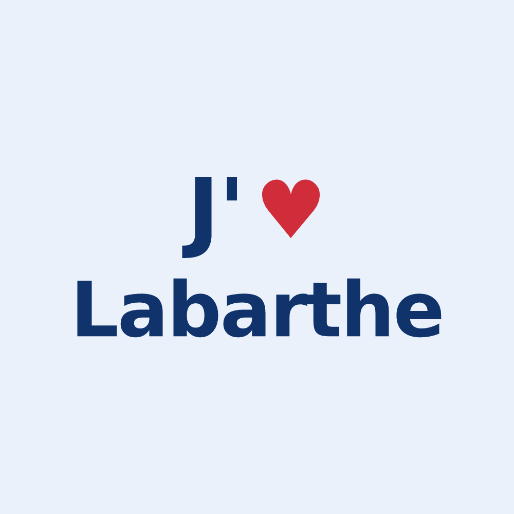 Sticker personnalisé Labarthe — design « J'aime Labarthe » imprimé sur le sticker