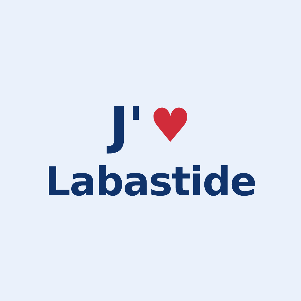 Sticker personnalisé Labastide — design « J'aime Labastide » imprimé sur le sticker
