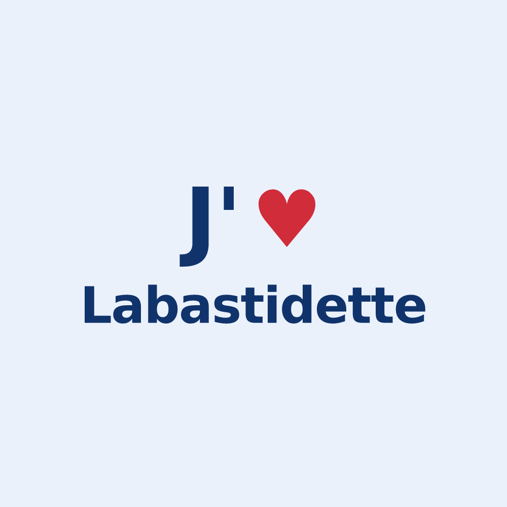 Sticker personnalisé Labastidette — design « J'aime Labastidette » imprimé sur le sticker