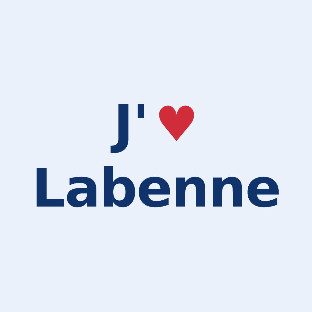Sticker personnalisé Labenne — design « J'aime Labenne » imprimé sur le sticker