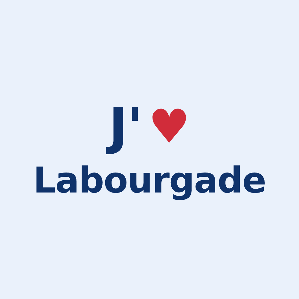 Sticker personnalisé Labourgade — design J'aime Labourgade