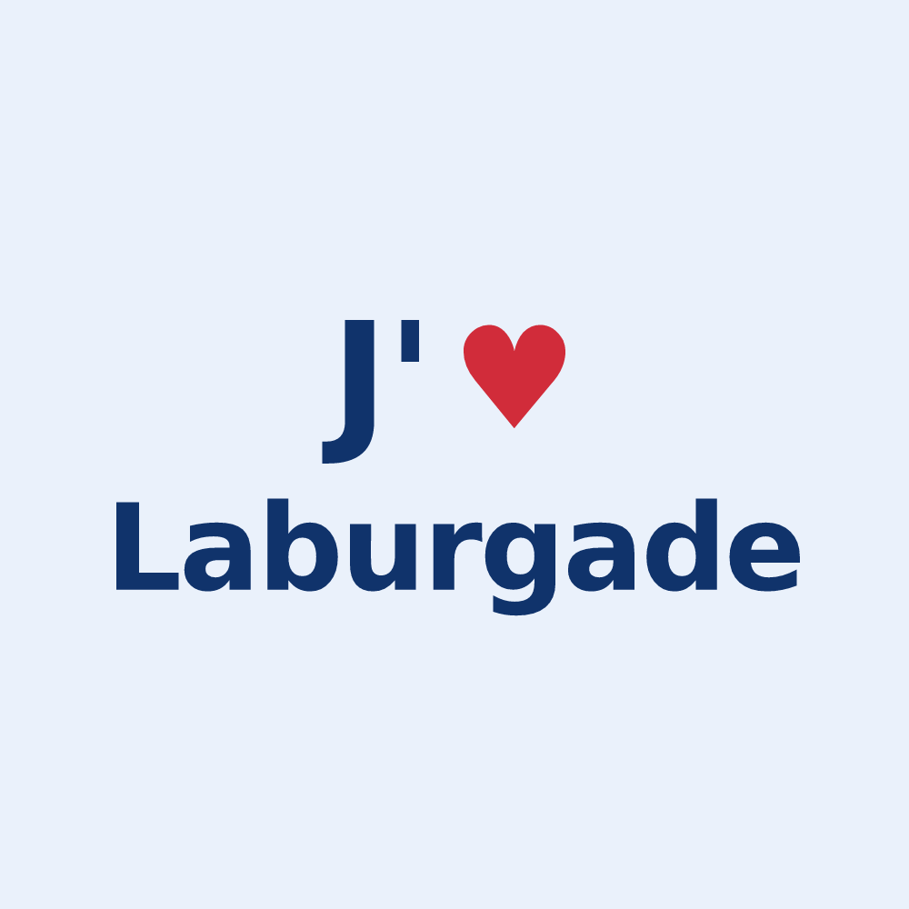 Sticker personnalisé Laburgade — design J'aime Laburgade